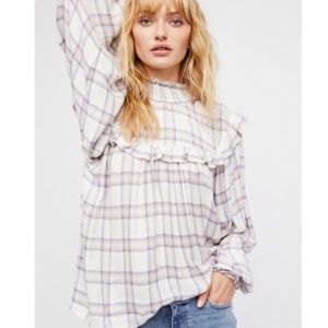Free People Charlie Ruffle Mock Neck Top 709